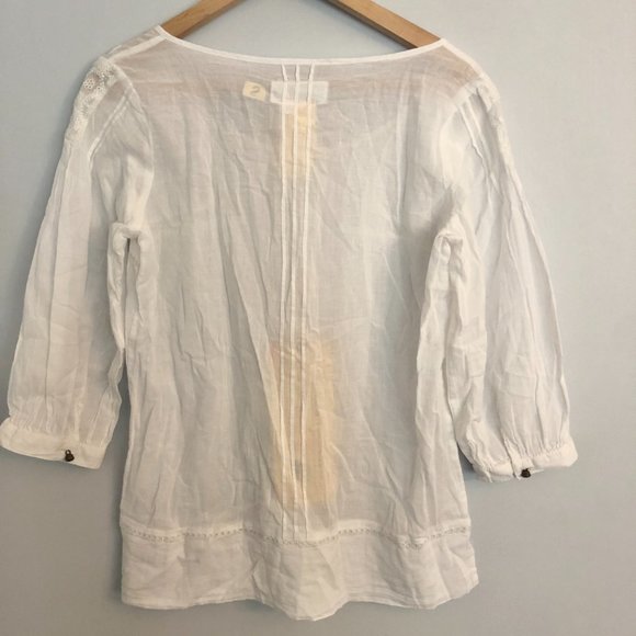 Da-Nang Embroidered Eyelet Cotton Peasant Top - Picture 4 of 8